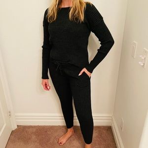 Nasty Gal Charcoal Ribbed Lounge Set